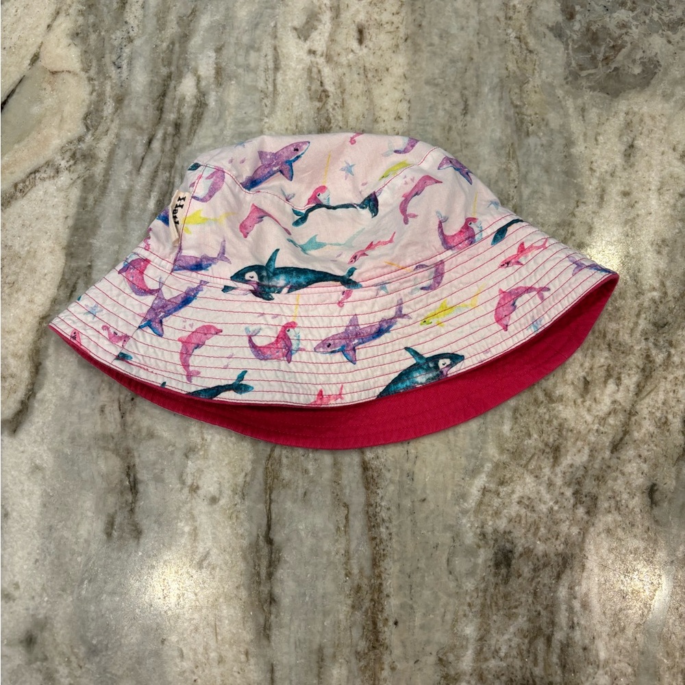 Hatley bucket hat reversible whale shark pink
